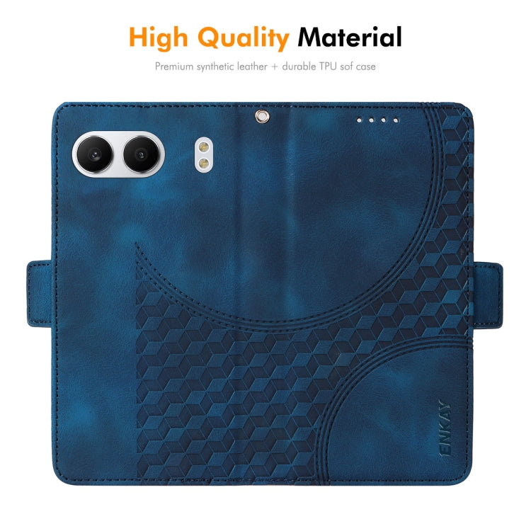 For OnePlus Nord CE4 ENKAY Embossed Rhombus Starry Leather Phone Case with Screen Film(Brown)
