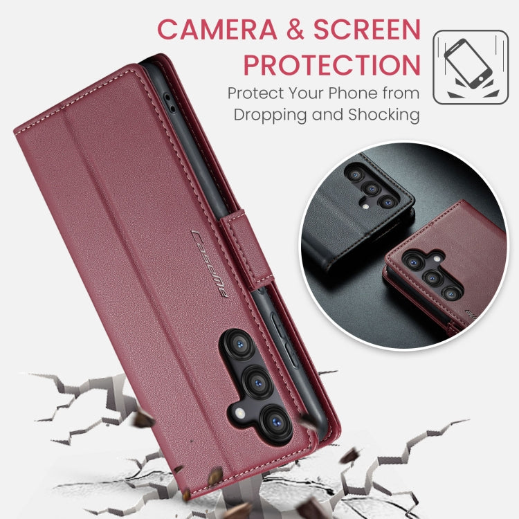 For Samsung Galaxy S24 FE 5G CaseMe 023 Butterfly Buckle Litchi Texture RFID Anti-theft Leather Phone Case(Red)