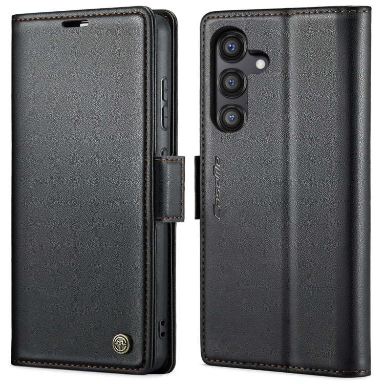 For Samsung Galaxy S24 FE 5G CaseMe 023 Butterfly Buckle Litchi Texture RFID Anti-theft Leather Phone Case(Black)
