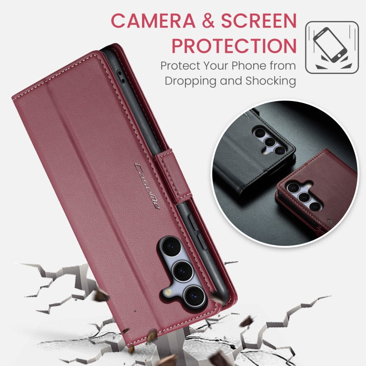For Samsung Galaxy S25 5G CaseMe 023 Butterfly Buckle Litchi Texture RFID Anti-theft Leather Phone Case(Red)