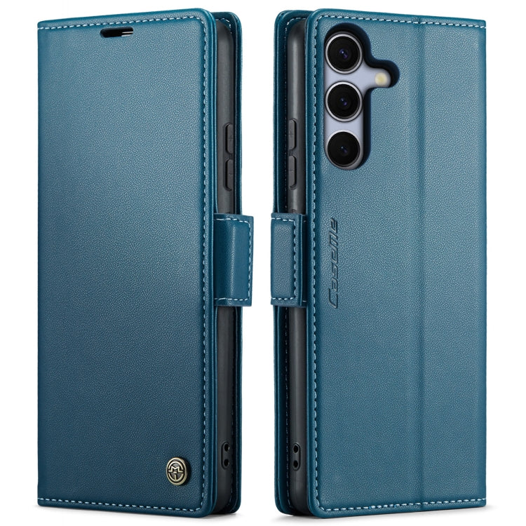 For Samsung Galaxy S25 5G CaseMe 023 Butterfly Buckle Litchi Texture RFID Anti-theft Leather Phone Case(Blue)
