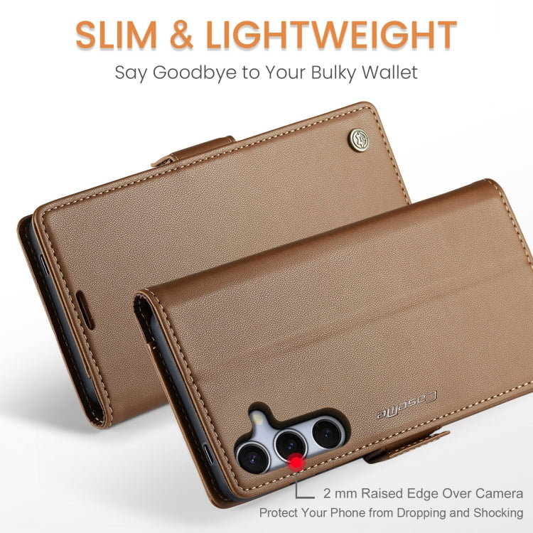 For Samsung Galaxy S25 5G CaseMe 023 Butterfly Buckle Litchi Texture RFID Anti-theft Leather Phone Case(Brown)