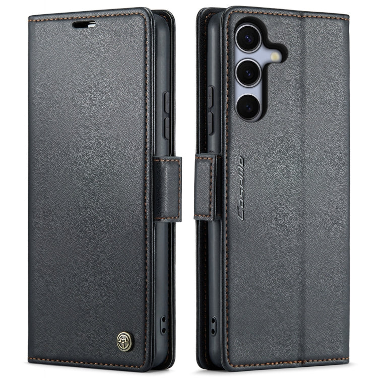 For Samsung Galaxy S25 5G CaseMe 023 Butterfly Buckle Litchi Texture RFID Anti-theft Leather Phone Case(Black)