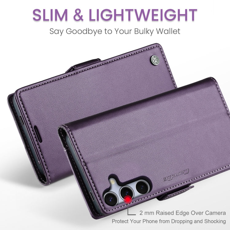 For Samsung Galaxy S25 5G CaseMe 023 Butterfly Buckle Litchi Texture RFID Anti-theft Leather Phone Case(Purple)