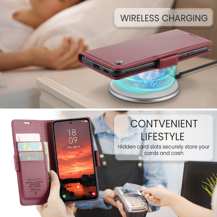 For Samsung Galaxy S25+ 5G CaseMe 023 Butterfly Buckle Litchi Texture RFID Anti-theft Leather Phone Case(Red)