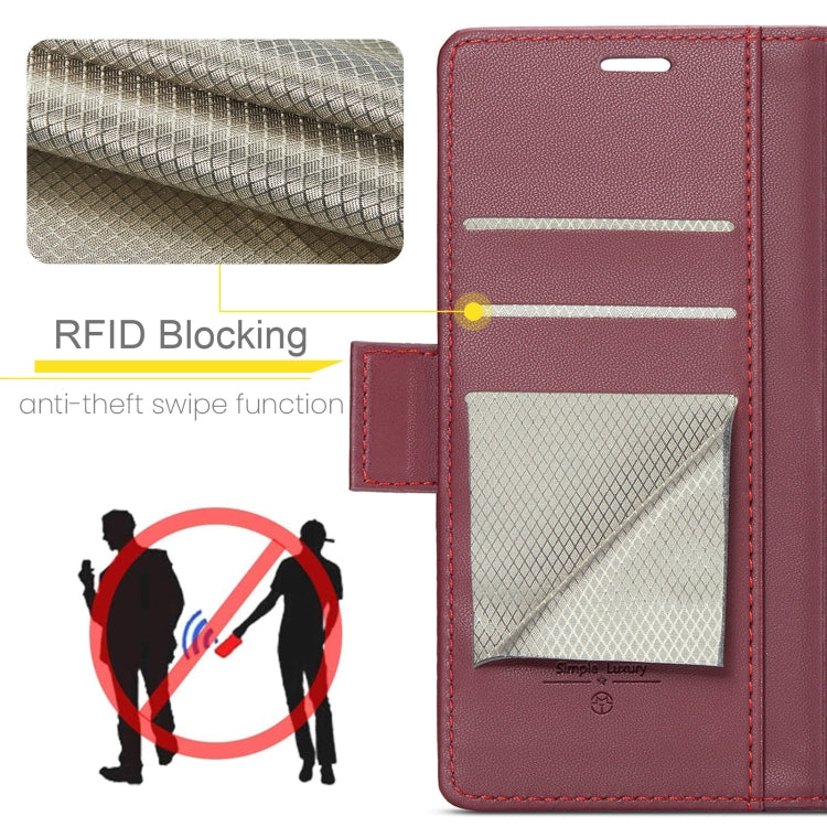 For Samsung Galaxy S25+ 5G CaseMe 023 Butterfly Buckle Litchi Texture RFID Anti-theft Leather Phone Case(Red)