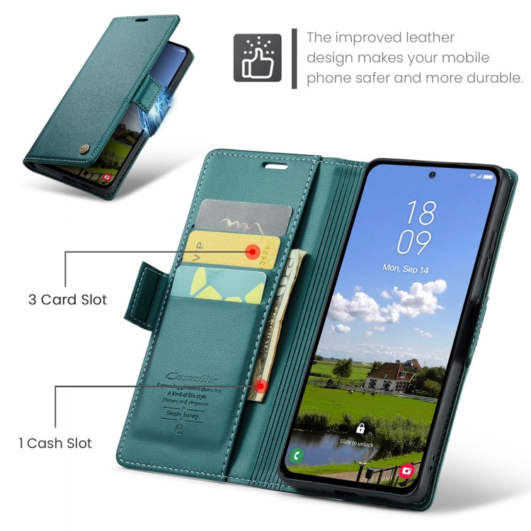 For Samsung Galaxy S25+ 5G CaseMe 023 Butterfly Buckle Litchi Texture RFID Anti-theft Leather Phone Case(Green)