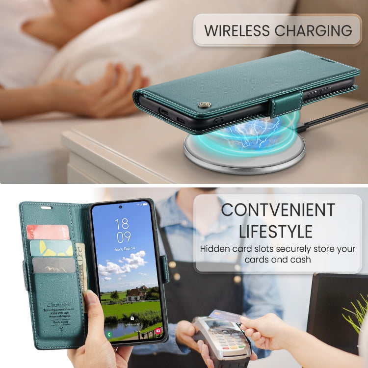 For Samsung Galaxy S25+ 5G CaseMe 023 Butterfly Buckle Litchi Texture RFID Anti-theft Leather Phone Case(Green)