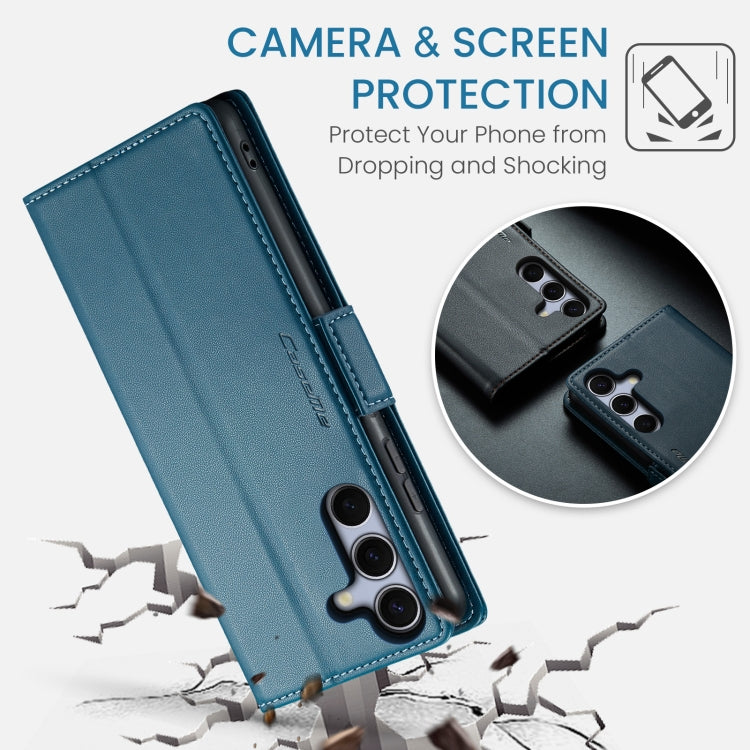 For Samsung Galaxy S25+ 5G CaseMe 023 Butterfly Buckle Litchi Texture RFID Anti-theft Leather Phone Case(Blue)