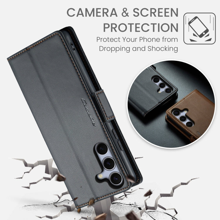 For Samsung Galaxy S25+ 5G CaseMe 023 Butterfly Buckle Litchi Texture RFID Anti-theft Leather Phone Case(Black)
