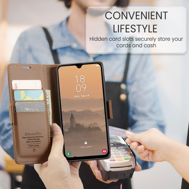 For Samsung Galaxy A26 CaseMe 023 Butterfly Buckle Litchi Texture RFID Anti-theft Leather Phone Case(Brown)