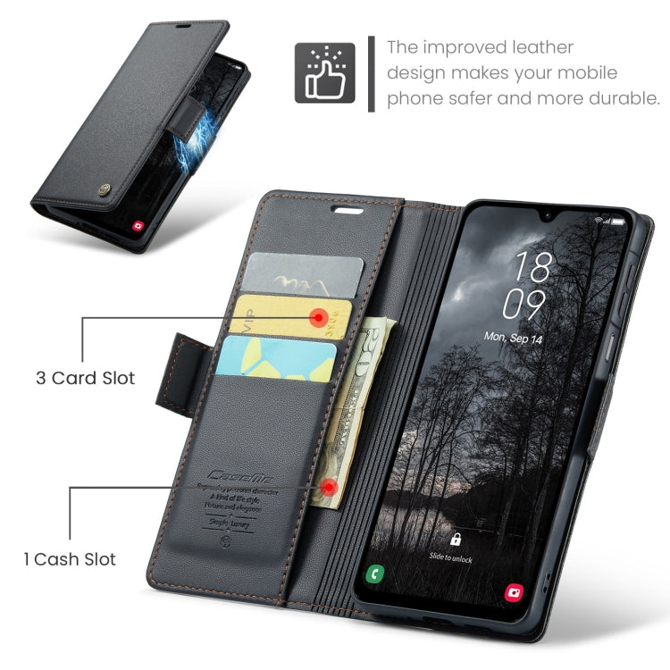 For Samsung Galaxy A26 CaseMe 023 Butterfly Buckle Litchi Texture RFID Anti-theft Leather Phone Case(Black)