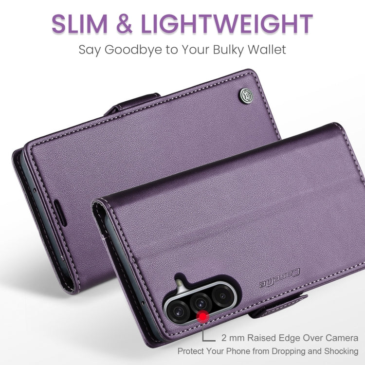 For Samsung Galaxy A26 CaseMe 023 Butterfly Buckle Litchi Texture RFID Anti-theft Leather Phone Case(Purple)