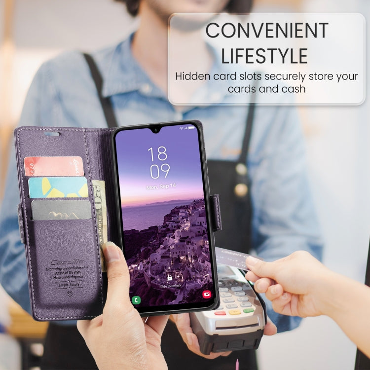 For Samsung Galaxy A26 CaseMe 023 Butterfly Buckle Litchi Texture RFID Anti-theft Leather Phone Case(Purple)