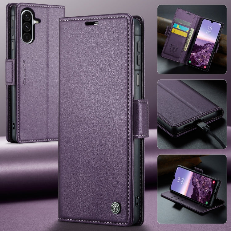 For Samsung Galaxy A26 CaseMe 023 Butterfly Buckle Litchi Texture RFID Anti-theft Leather Phone Case(Purple)