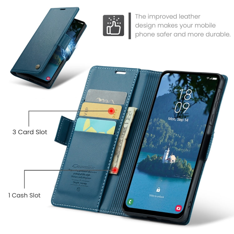 For Samsung Galaxy A36 CaseMe 023 Butterfly Buckle Litchi Texture RFID Anti-theft Leather Phone Case(Blue)