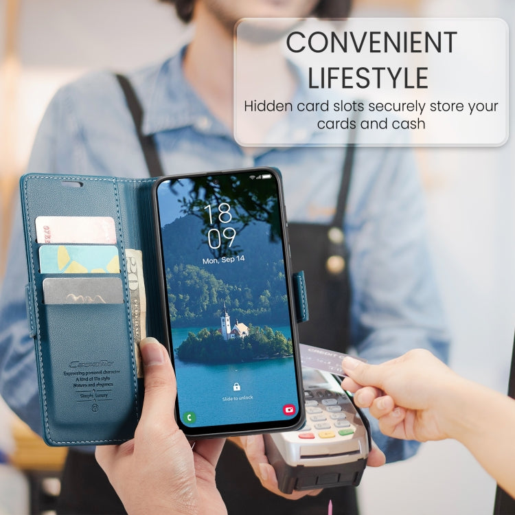 For Samsung Galaxy A36 CaseMe 023 Butterfly Buckle Litchi Texture RFID Anti-theft Leather Phone Case(Blue)