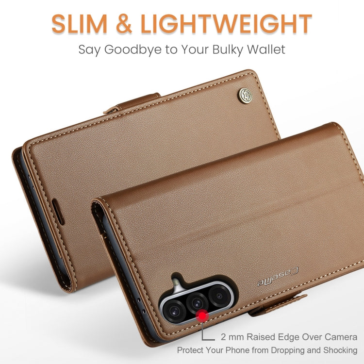 For Samsung Galaxy A36 CaseMe 023 Butterfly Buckle Litchi Texture RFID Anti-theft Leather Phone Case(Brown)