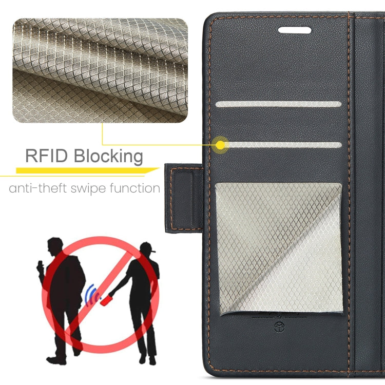 For Samsung Galaxy A36 CaseMe 023 Butterfly Buckle Litchi Texture RFID Anti-theft Leather Phone Case(Black)
