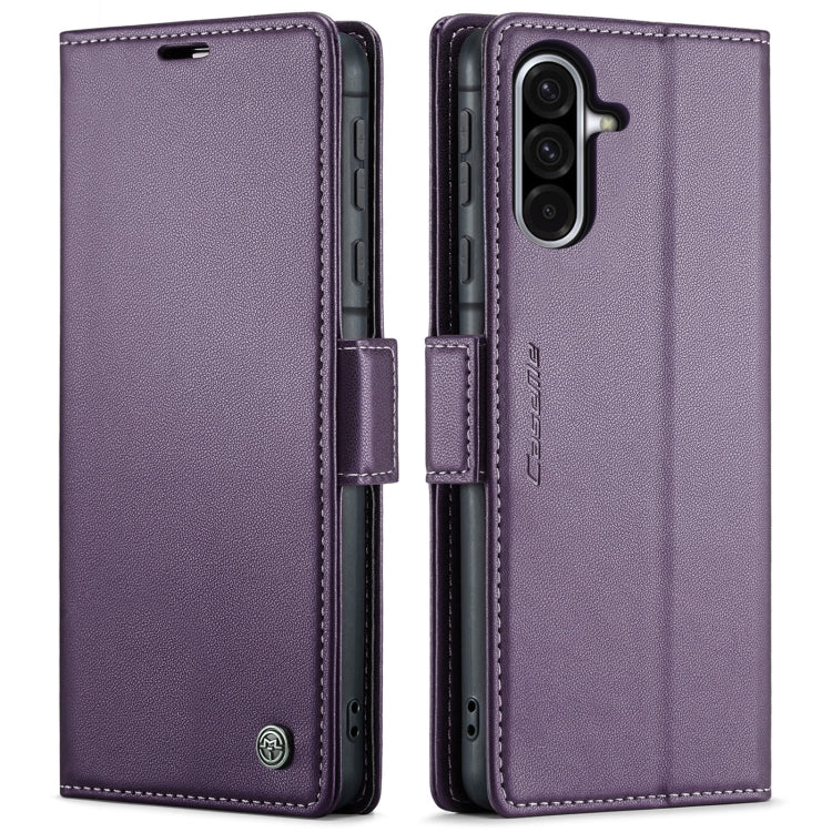 For Samsung Galaxy A36 CaseMe 023 Butterfly Buckle Litchi Texture RFID Anti-theft Leather Phone Case(Purple)