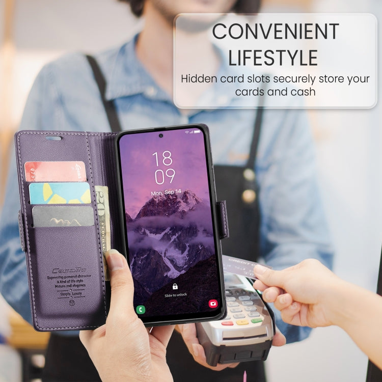 For Samsung Galaxy A36 CaseMe 023 Butterfly Buckle Litchi Texture RFID Anti-theft Leather Phone Case(Purple)