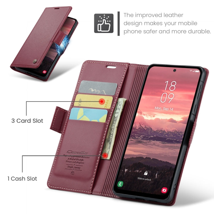 For Samsung Galaxy A56 CaseMe 023 Butterfly Buckle Litchi Texture RFID Anti-theft Leather Phone Case(Red)