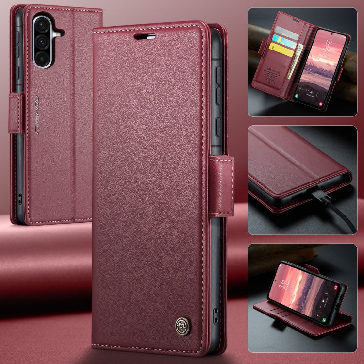For Samsung Galaxy A56 CaseMe 023 Butterfly Buckle Litchi Texture RFID Anti-theft Leather Phone Case(Red)