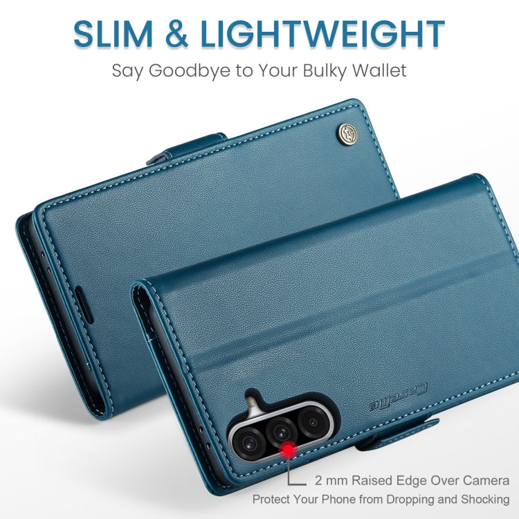 For Samsung Galaxy A56 CaseMe 023 Butterfly Buckle Litchi Texture RFID Anti-theft Leather Phone Case(Blue)