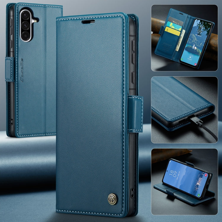 For Samsung Galaxy A56 CaseMe 023 Butterfly Buckle Litchi Texture RFID Anti-theft Leather Phone Case(Blue)