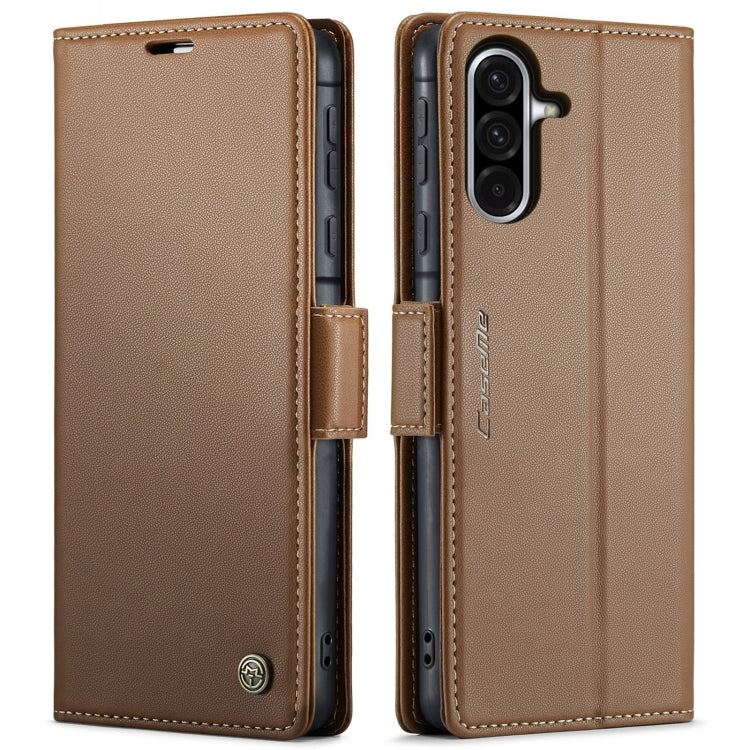 For Samsung Galaxy A56 CaseMe 023 Butterfly Buckle Litchi Texture RFID Anti-theft Leather Phone Case(Brown)
