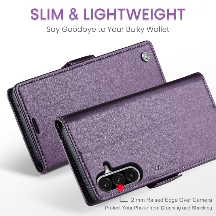 For Samsung Galaxy A56 CaseMe 023 Butterfly Buckle Litchi Texture RFID Anti-theft Leather Phone Case(Purple)