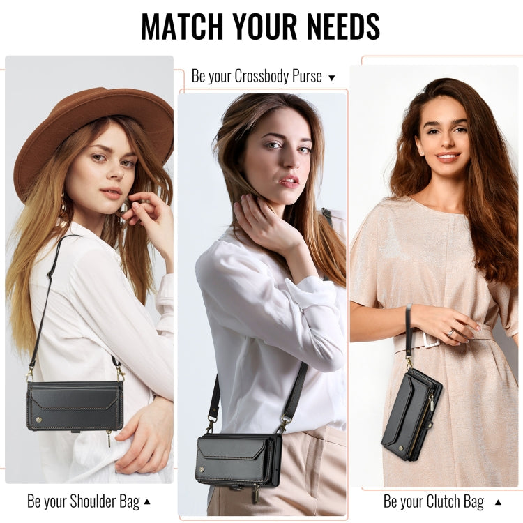 For Samsung Galaxy S24 FE 5G CaseMe C36 Card Slots Zipper Wallet RFID Anti-theft Leather Phone Case(Black)