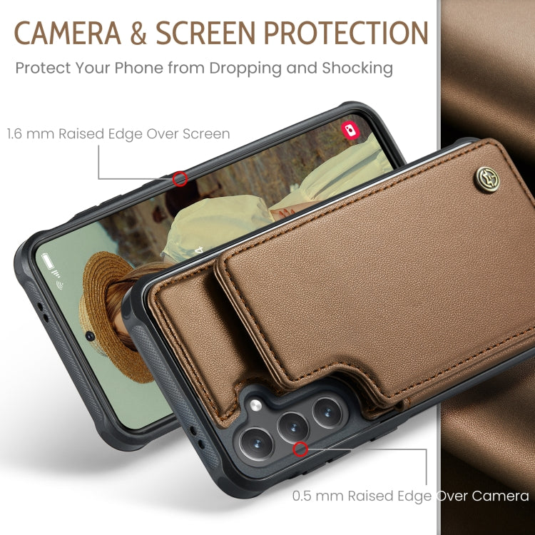 For Samsung Galaxy S24 FE 5G CaseMe C22 Card Slots Holder RFID Anti-theft Phone Case(Brown)