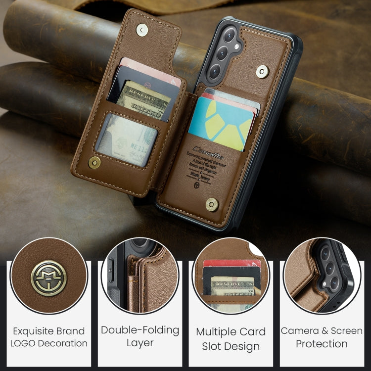 For Samsung Galaxy S24 FE 5G CaseMe C22 Card Slots Holder RFID Anti-theft Phone Case(Brown)