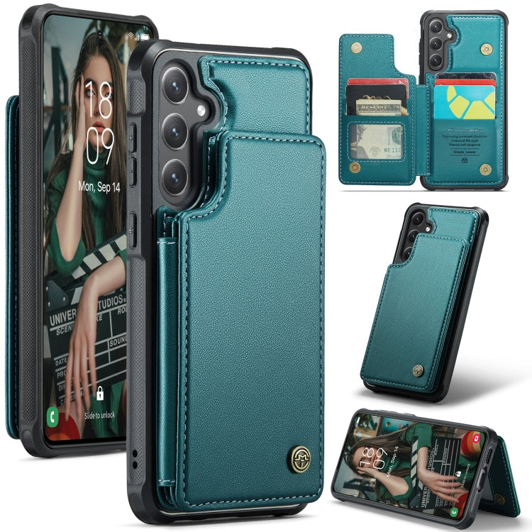 For Samsung Galaxy S24 FE 5G CaseMe C22 Card Slots Holder RFID Anti-theft Phone Case(Green)