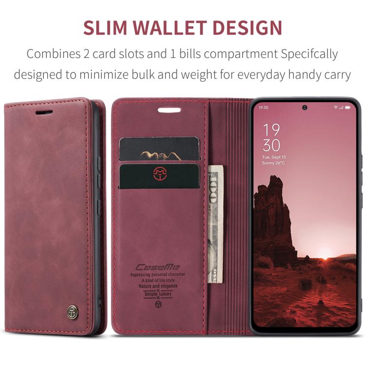 For OPPO Reno12 5G Global CaseMe 013 Multifunctional Horizontal Flip Leather Phone Case(Red)