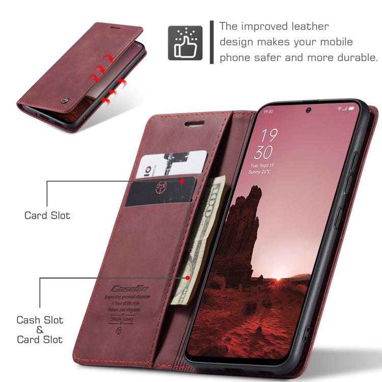 For OPPO Reno12 5G Global CaseMe 013 Multifunctional Horizontal Flip Leather Phone Case(Red)