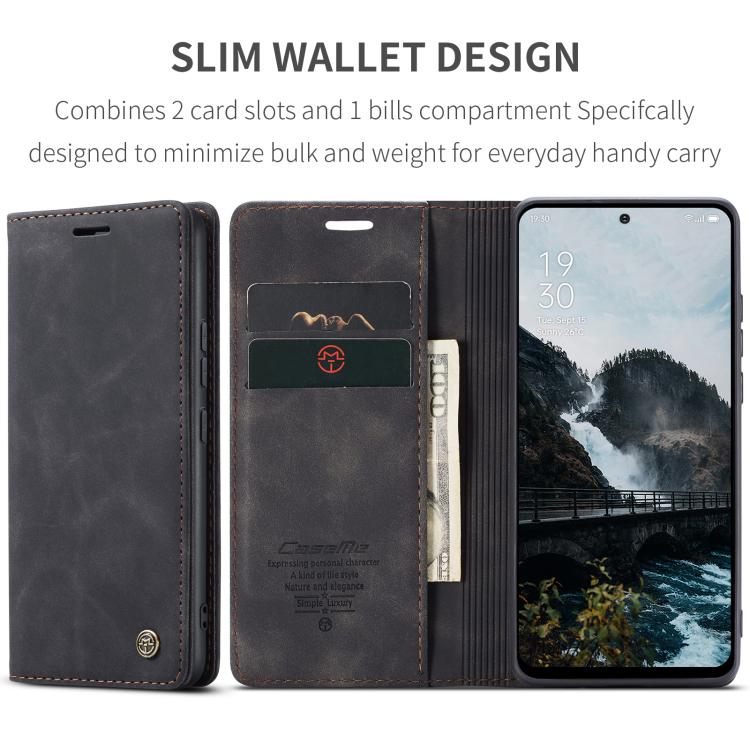 For OPPO Reno12 5G Global CaseMe 013 Multifunctional Horizontal Flip Leather Phone Case(Black)