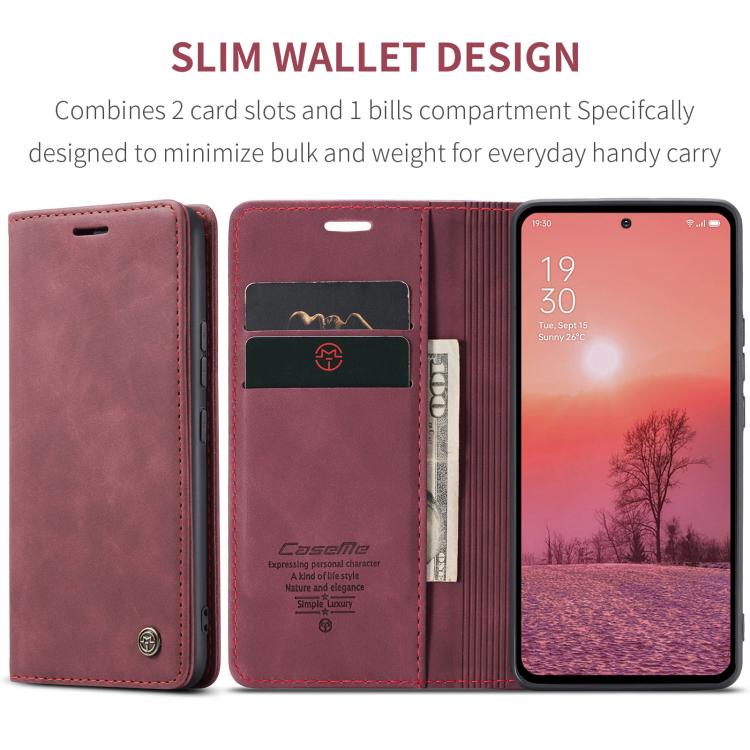 For OPPO Reno12 Pro 5G Global CaseMe 013 Multifunctional Horizontal Flip Leather Phone Case(Red)