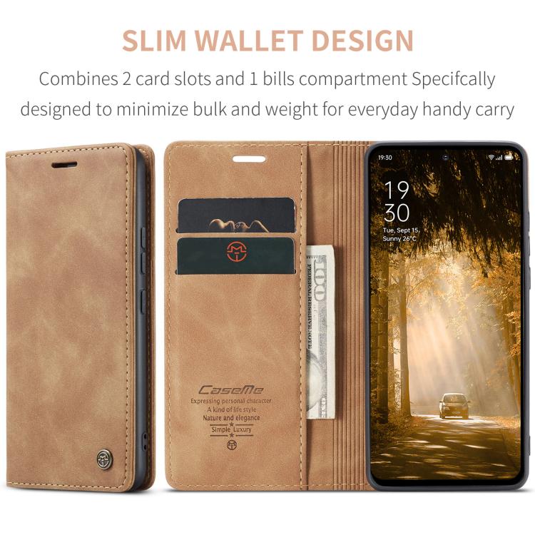 For OPPO Reno12 F /12 FS 5G CaseMe 013 Multifunctional Horizontal Flip Leather Phone Case(Brown)
