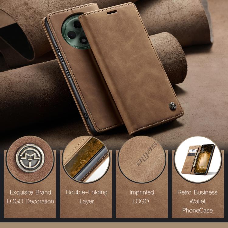 For OPPO Reno12 F /12 FS 5G CaseMe 013 Multifunctional Horizontal Flip Leather Phone Case(Brown)