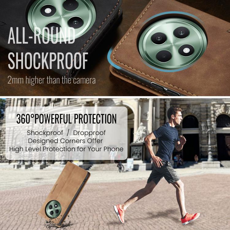 For OPPO Reno12 F /12 FS 5G CaseMe 013 Multifunctional Horizontal Flip Leather Phone Case(Brown)