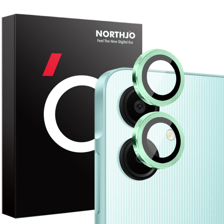 For Samsung Galaxy A06 4G NORTHJO Camera Lens Protector CD Metal Ring Tempered Glass Film(Green)