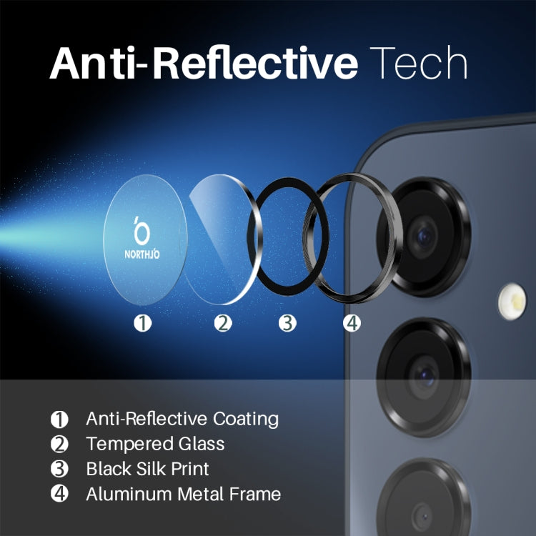 For Samsung Galaxy A16 5G NORTHJO Camera Lens Protector CD Metal Ring Tempered Glass Film(Black)