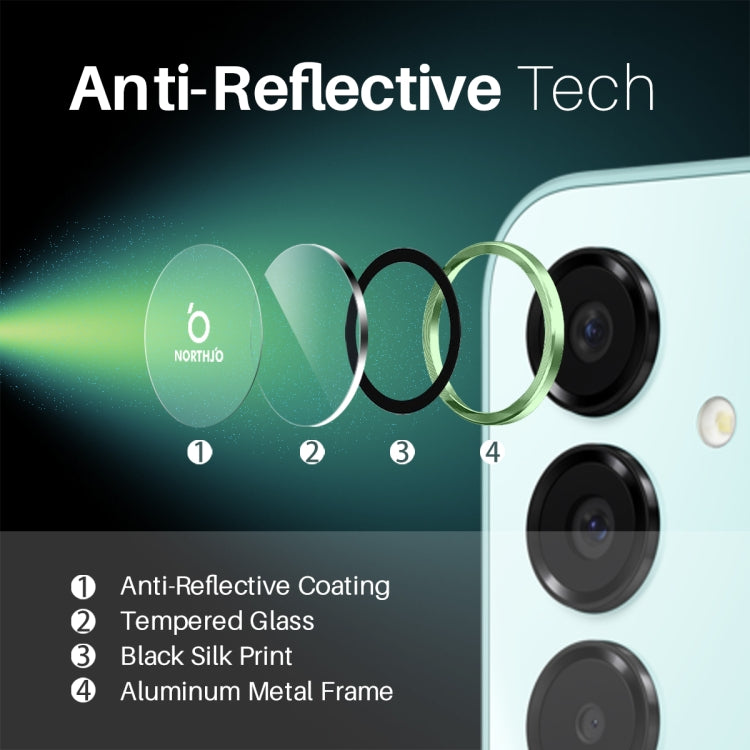 For Samsung Galaxy A16 5G NORTHJO Camera Lens Protector CD Metal Ring Tempered Glass Film(Green)