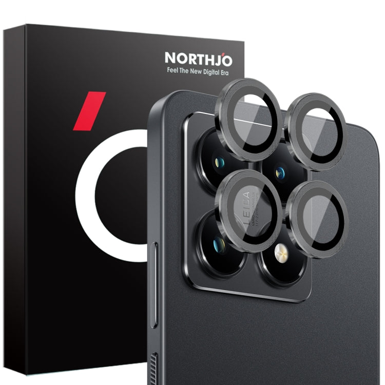For Xiaomi 14T 5G NORTHJO Camera Lens Protector CD Metal Ring Tempered Glass Film(Black)