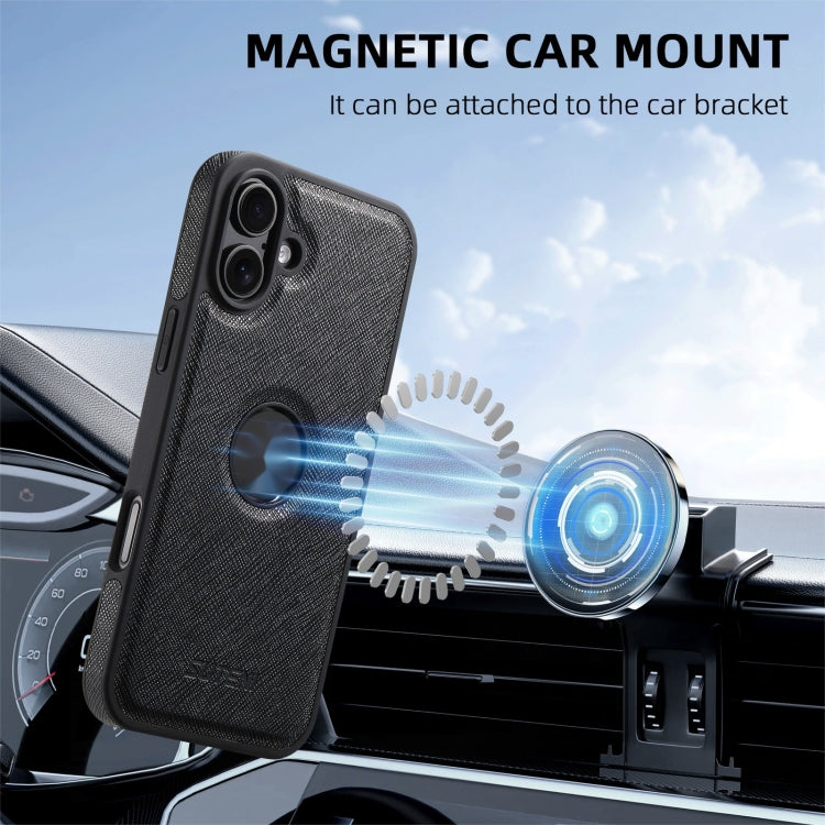 For iPhone 16 Suteni G1 Cross Texture MagSafe Phone Case(Black)