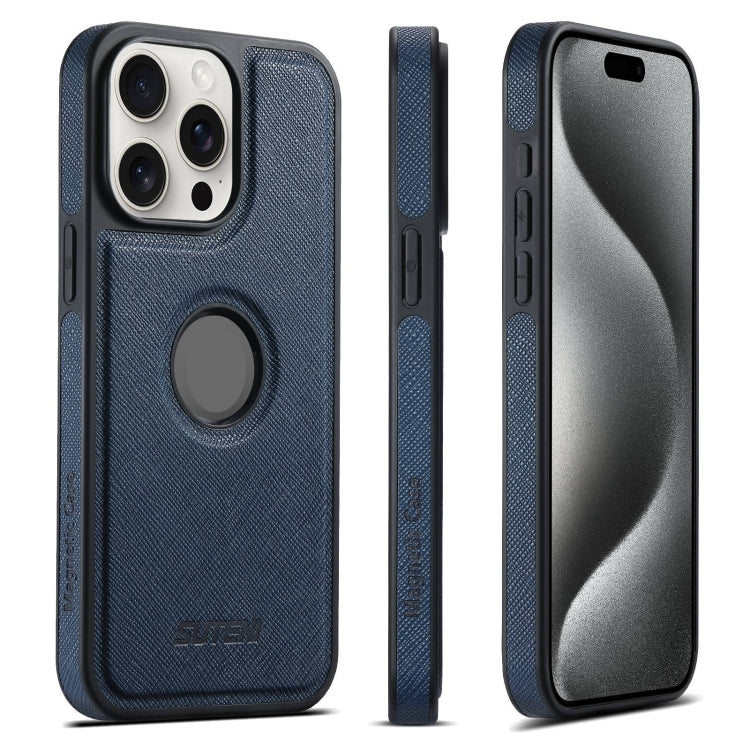 For iPhone 15 Pro Max Suteni G1 Cross Texture MagSafe Phone Case(Blue)