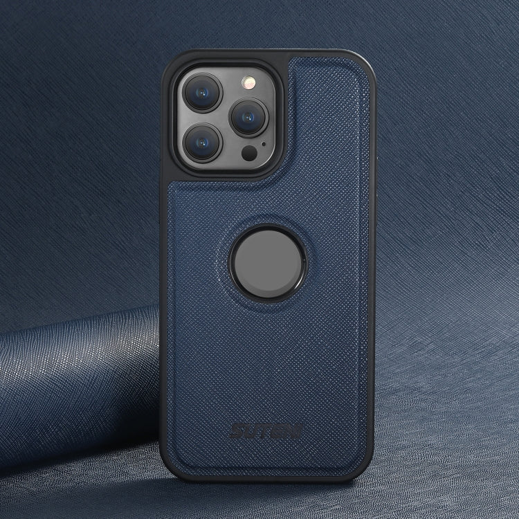 For iPhone 15 Pro Max Suteni G1 Cross Texture MagSafe Phone Case(Blue)