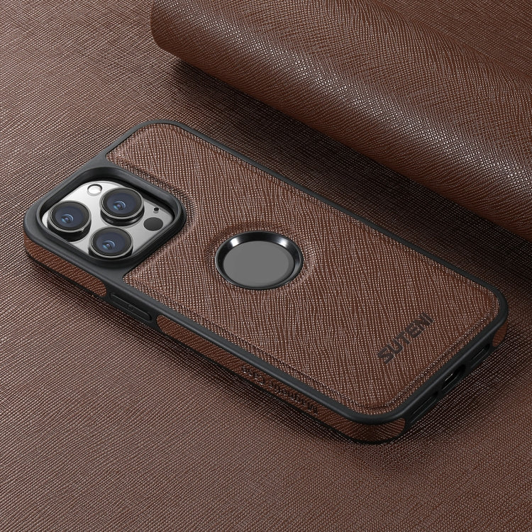 For iPhone 13 Pro Max Suteni G1 Cross Texture MagSafe Phone Case(Brown)
